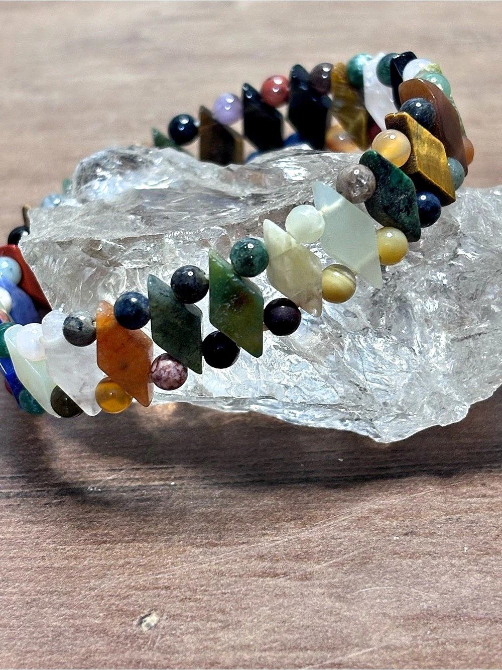Beautiful multi-colored gemstone stretch bracelet